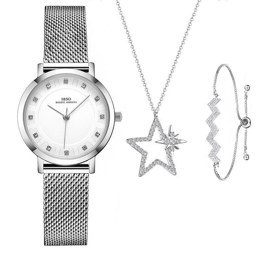 Temperament Wild Five-pointed Star Necklace Bracelet Ladies Digital Watch